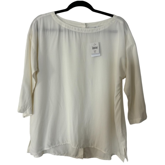 NWT J.Jill Back Button Up Cream Blouse Size Petite Medium - Picture 2 of 9